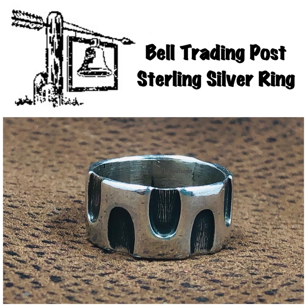 Vintage Bell Trading Post Native American Sterling Silver Wide Band Ring